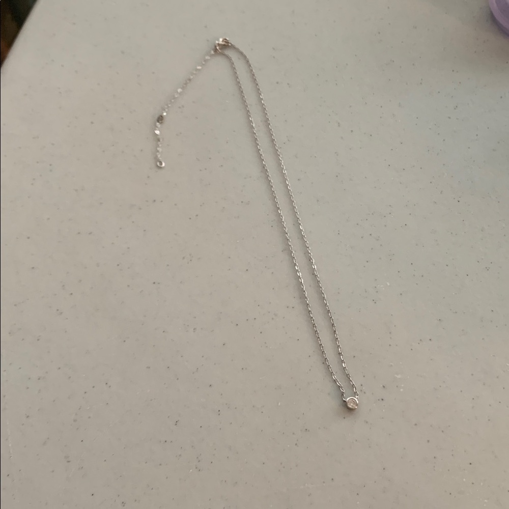 Silver Chain with small CZ stone necklace.